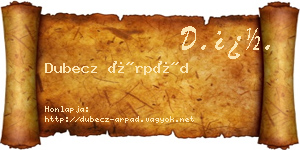 Dubecz Árpád névjegykártya