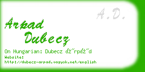 arpad dubecz business card